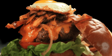 hamburger at parker's grille and tavern