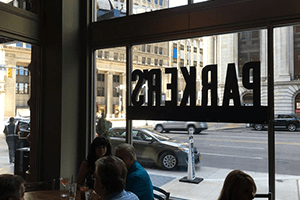 view from inside of parker's downtown